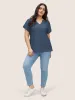 Cotton Solid Notched Dolman Sleeve T-shirt sold by Bloomchic