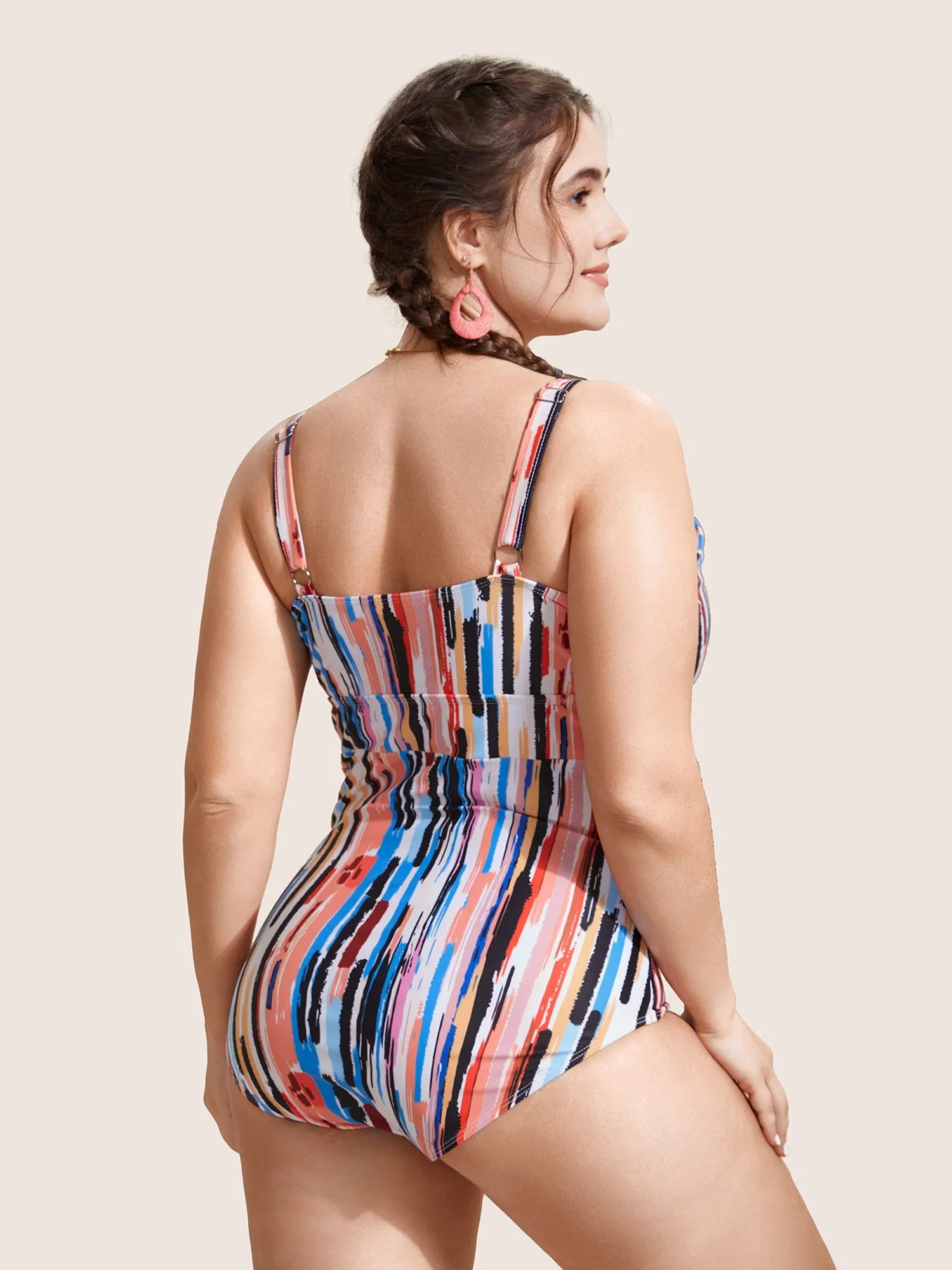 Brush Print Wrap Ruched One Piece Swimsuit sold by Bloomchic product image thumbnail 2