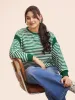 Round Neck Striped Patchwork Stitch Sweatshirt sold by Bloomchic