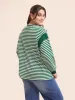 Round Neck Striped Patchwork Stitch Sweatshirt sold by Bloomchic