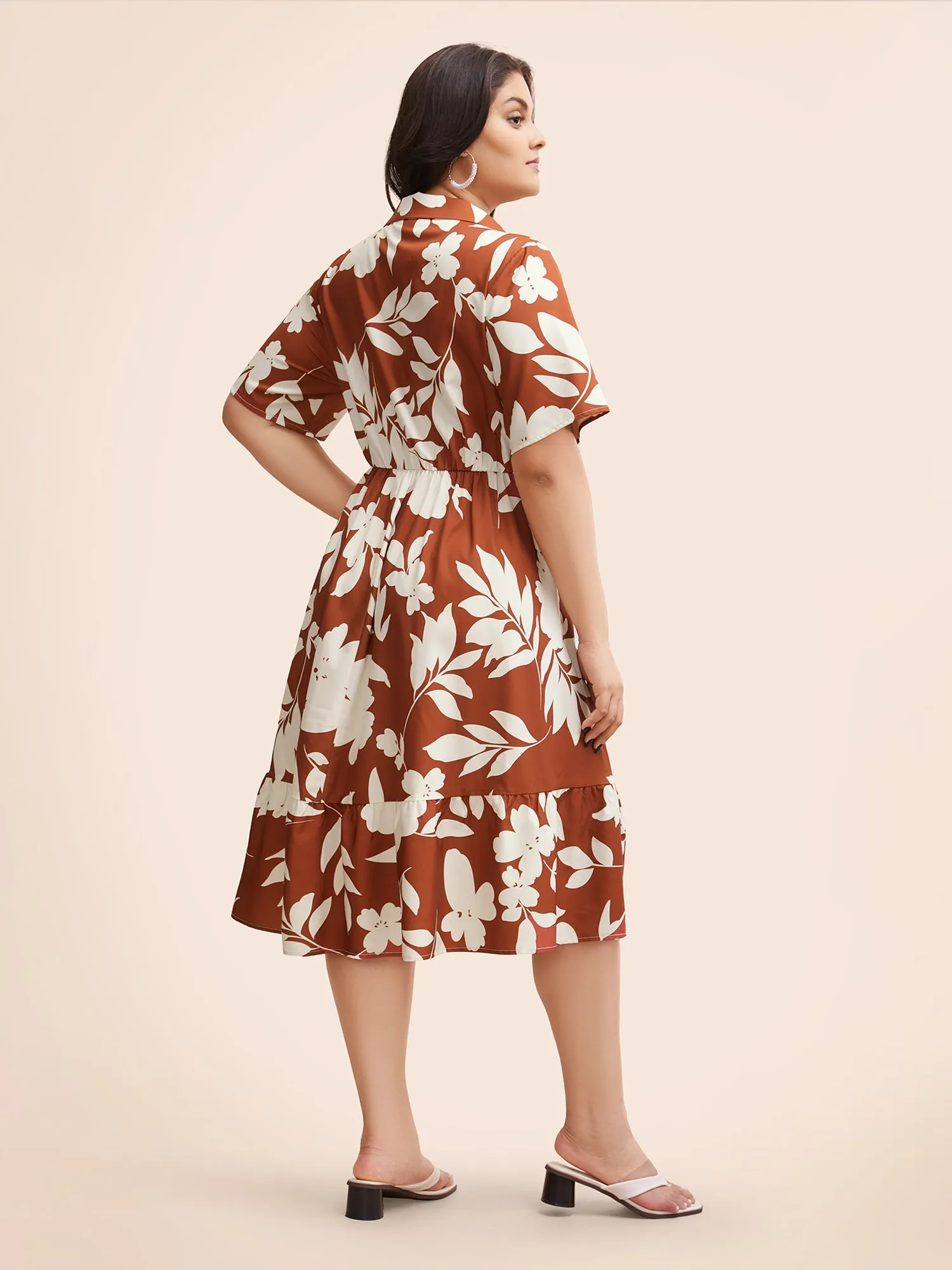 Silhouette Floral Print Button Detail Midi Dress sold by Bloomchic product image thumbnail 4
