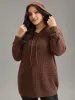 Solid Texture Hooded Drawstring Pullover sold by Bloomchic