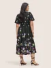 Floral Print Shirred Pocket Ruffle Sleeve Dress sold by Bloomchic