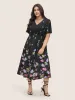 Floral Print Shirred Pocket Ruffle Sleeve Dress sold by Bloomchic