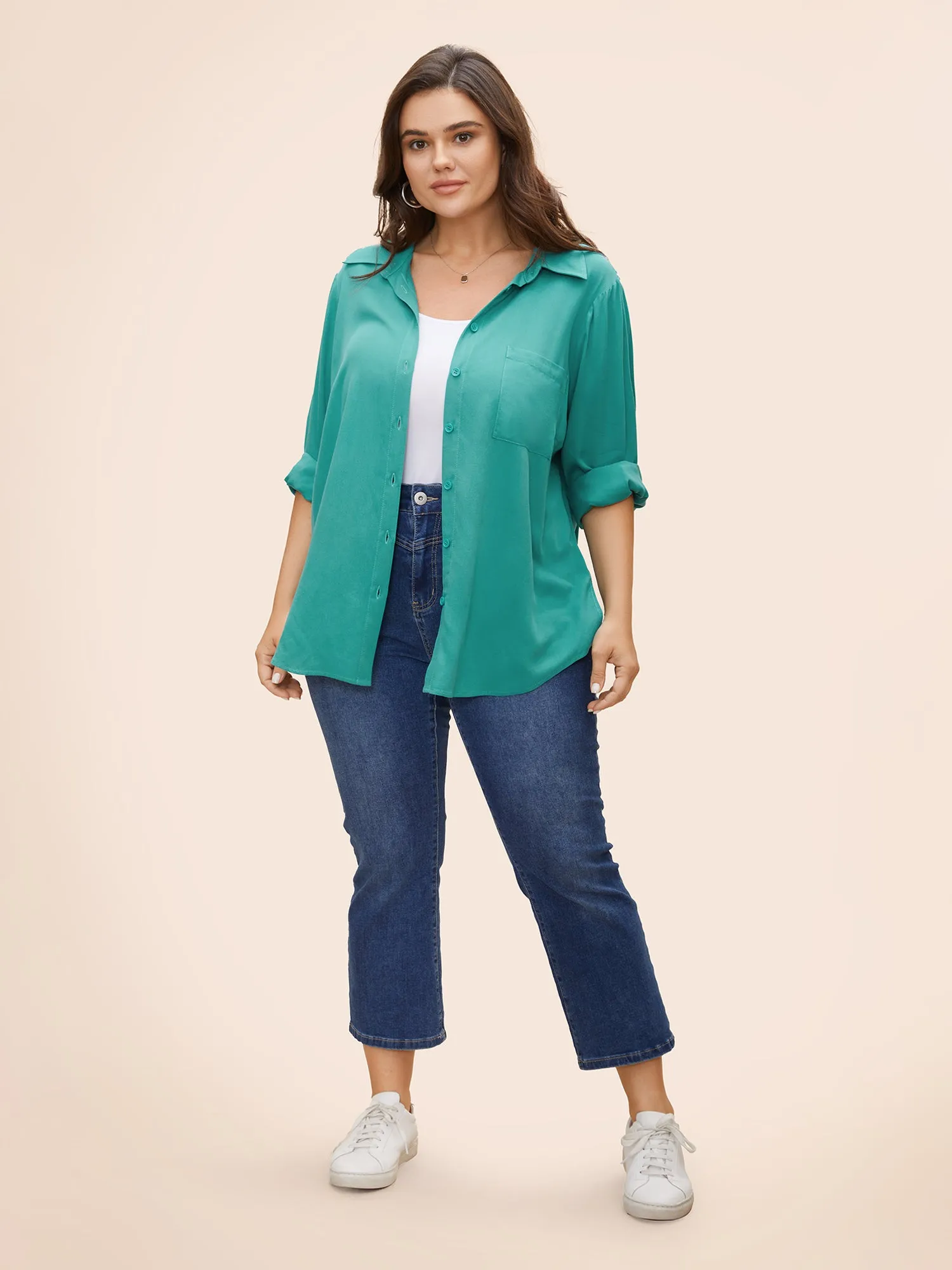 Button Down Full-Sleeve Rayon Blouse sold by Bloomchic product image thumbnail 2