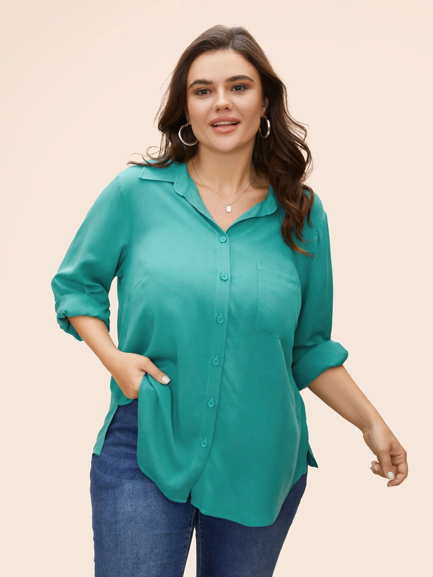 Button Down Full-Sleeve Rayon Blouse sold by Bloomchic product image thumbnail 4