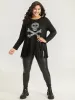 Halloween Skull Rhinestone Fringe Trim T-shirt sold by Bloomchic