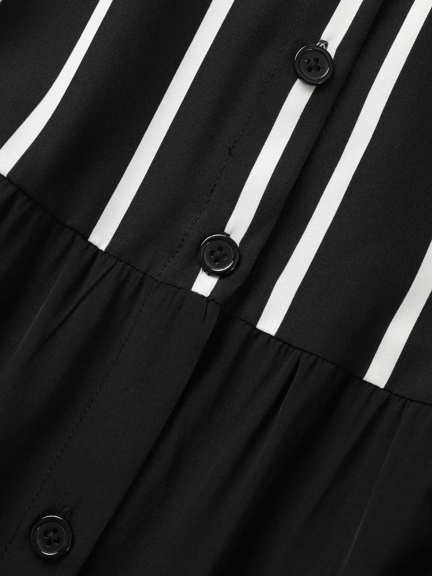 Shirt Collar Striped Patchwork Button Up Dress sold by Bloomchic product image thumbnail 5
