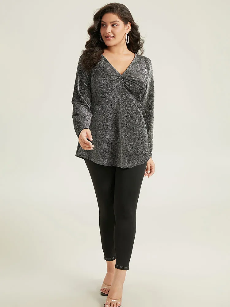 Glitter Twist Front Curved Hem T-shirt sold by Bloomchic product image thumbnail 5