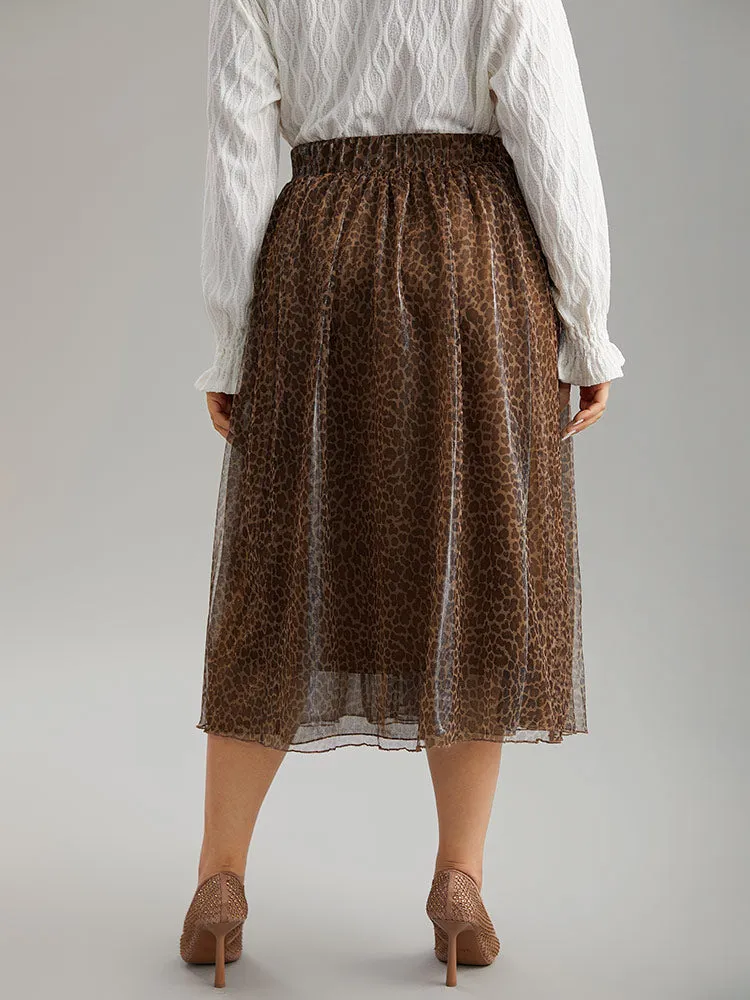 Leopard Elastic Waist Tiered Mesh Skirt sold by Bloomchic product image thumbnail 2