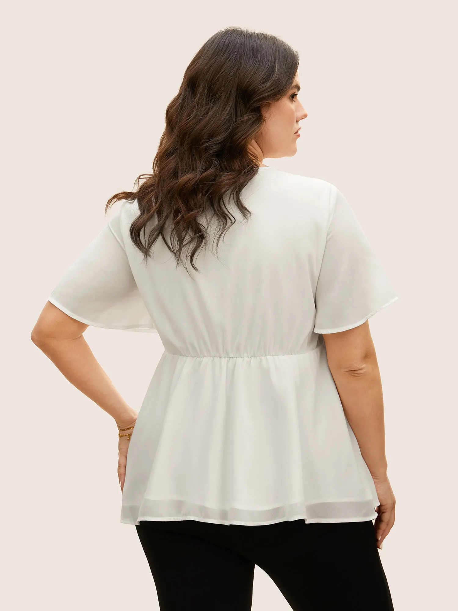 Tiered Mesh Pleated Ruffle Sleeve Blouse sold by Bloomchic product image thumbnail 4