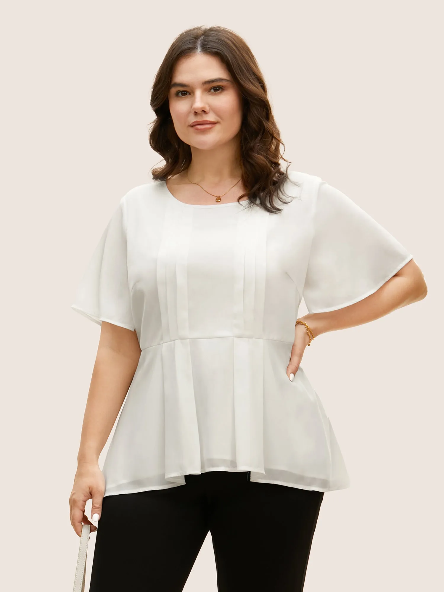 Tiered Mesh Pleated Ruffle Sleeve Blouse sold by Bloomchic product image thumbnail 3