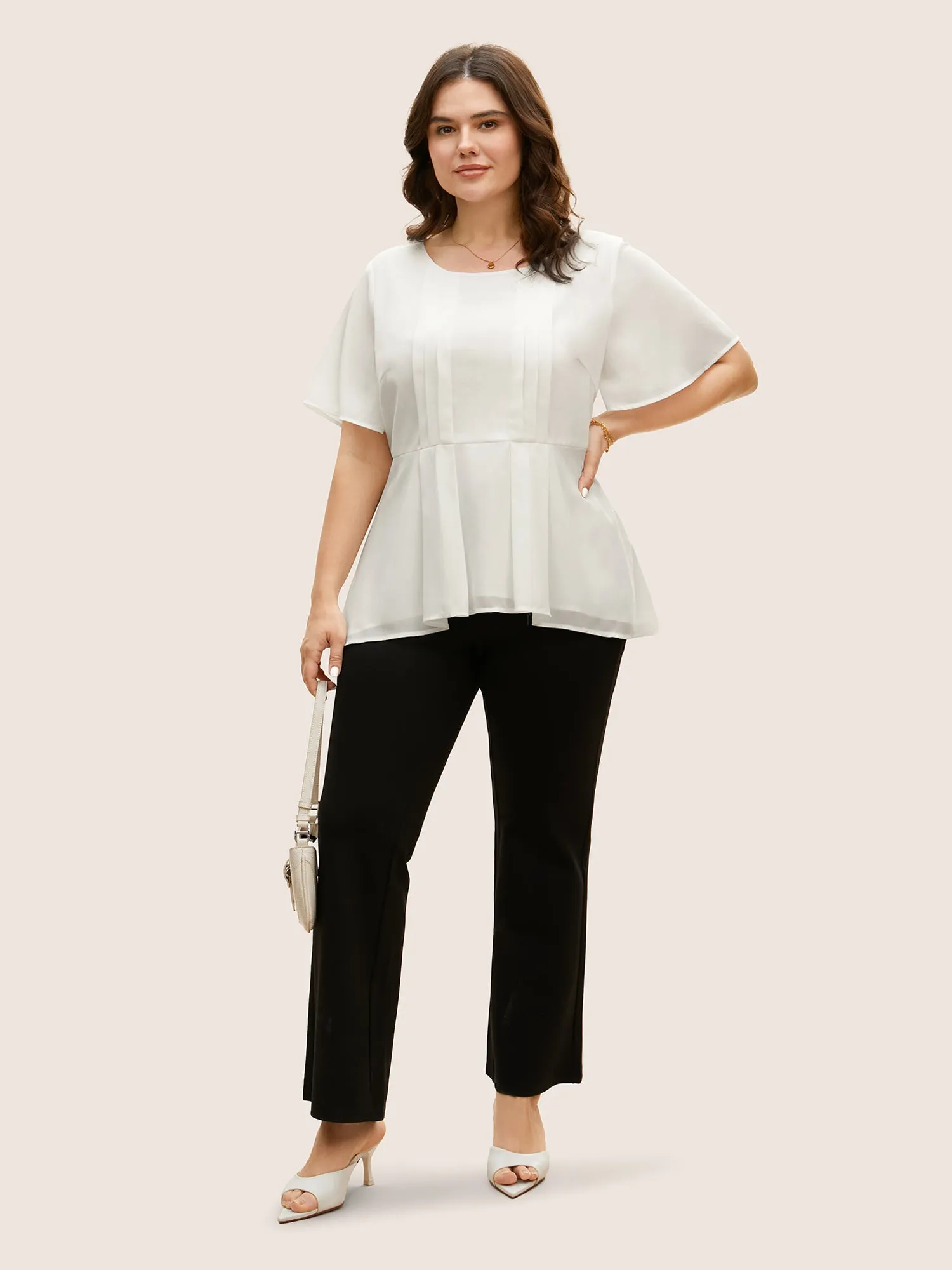 Tiered Mesh Pleated Ruffle Sleeve Blouse sold by Bloomchic product image thumbnail 2