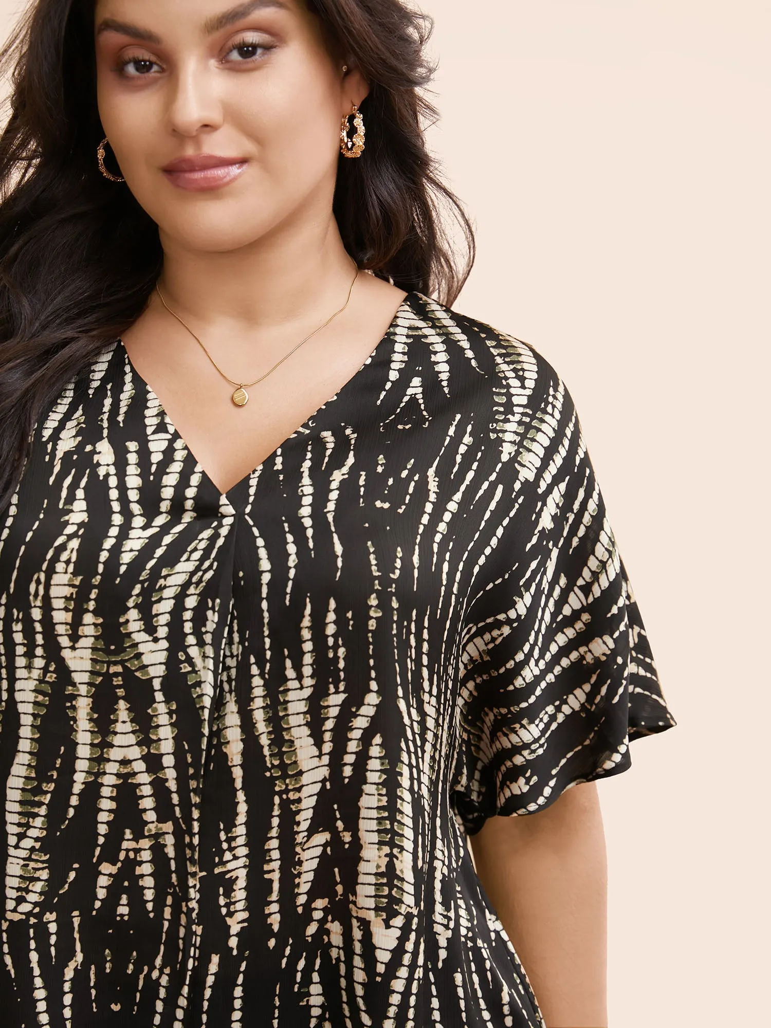 Animal Print Pleated Dolman Sleeve Blouse sold by Bloomchic product image thumbnail 3