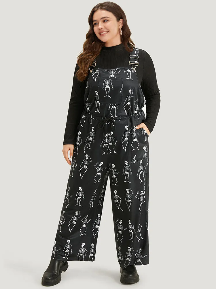 Halloween Skull Print Pocket Ties Cami Jumpsuit sold by Bloomchic product image thumbnail 2