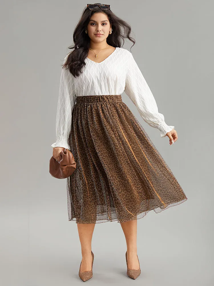 Leopard Elastic Waist Tiered Mesh Skirt sold by Bloomchic product image thumbnail 4