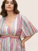 Colored Striped Shirred Flutter Sleeve Blouse sold by Bloomchic