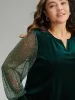 Velvet Patchwork Mesh Sequin Notched T-shirt sold by Bloomchic