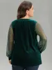 Velvet Patchwork Mesh Sequin Notched T-shirt sold by Bloomchic