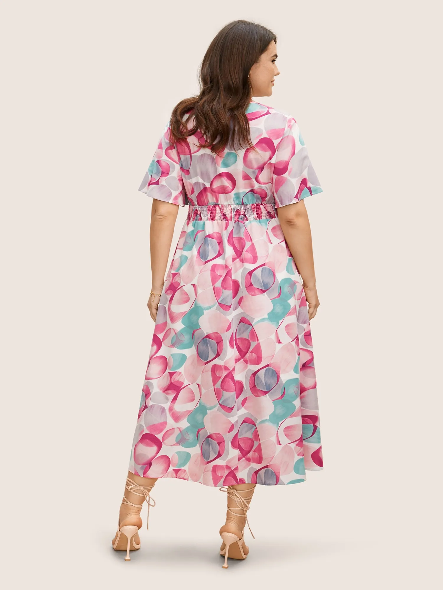 Asymmetrical Colorblock Overlap Collar Midi Dress sold by Bloomchic product image thumbnail 3