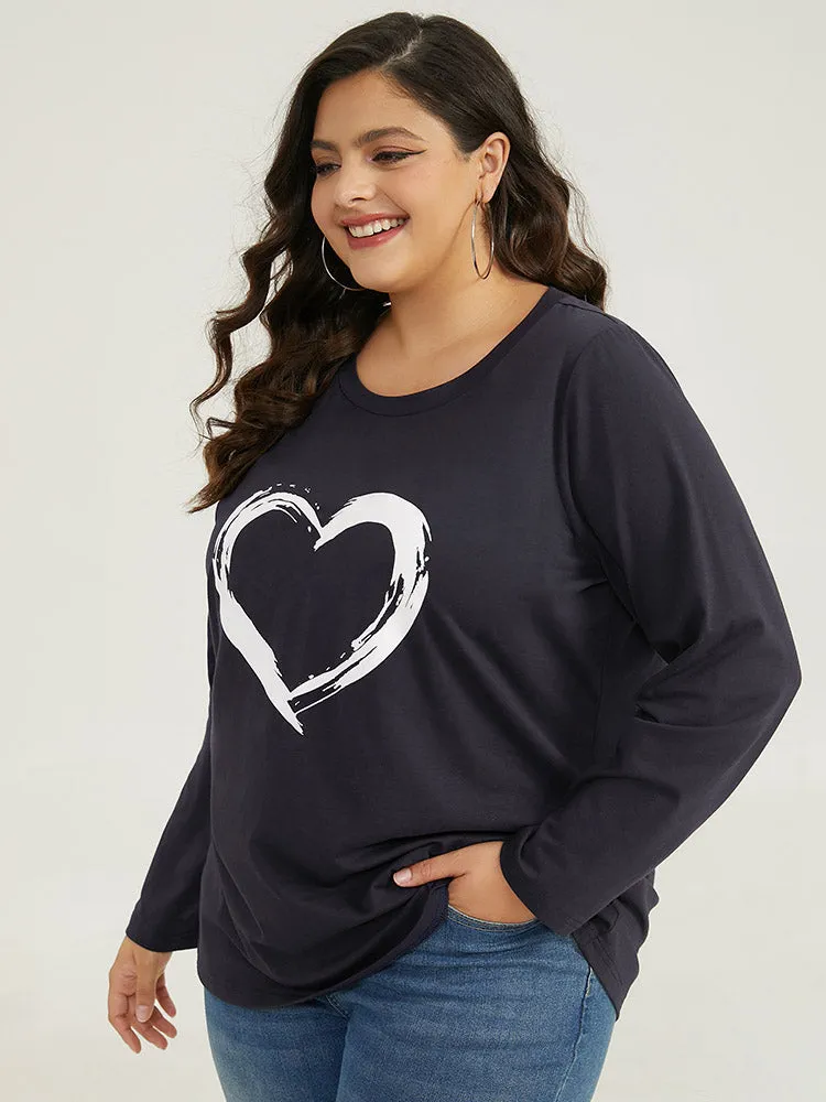 Heart Print Crew Neck T-shirt sold by Bloomchic product image thumbnail 3