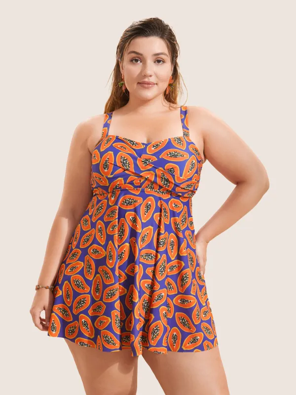 Fruit & Vegetable Print Crossover Cami Swim Dress sold by Bloomchic