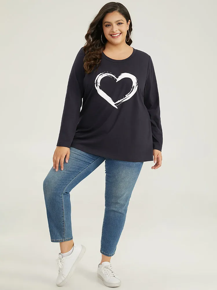Heart Print Crew Neck T-shirt sold by Bloomchic product image thumbnail 4