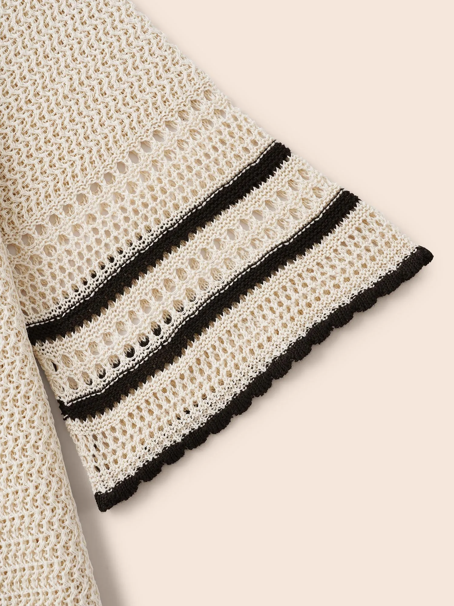 Solid Contrast Trim Bell Sleeve Cardigan sold by Bloomchic product image thumbnail 5