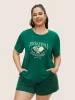 Letter Print Crew Neck T-shirt sold by Bloomchic