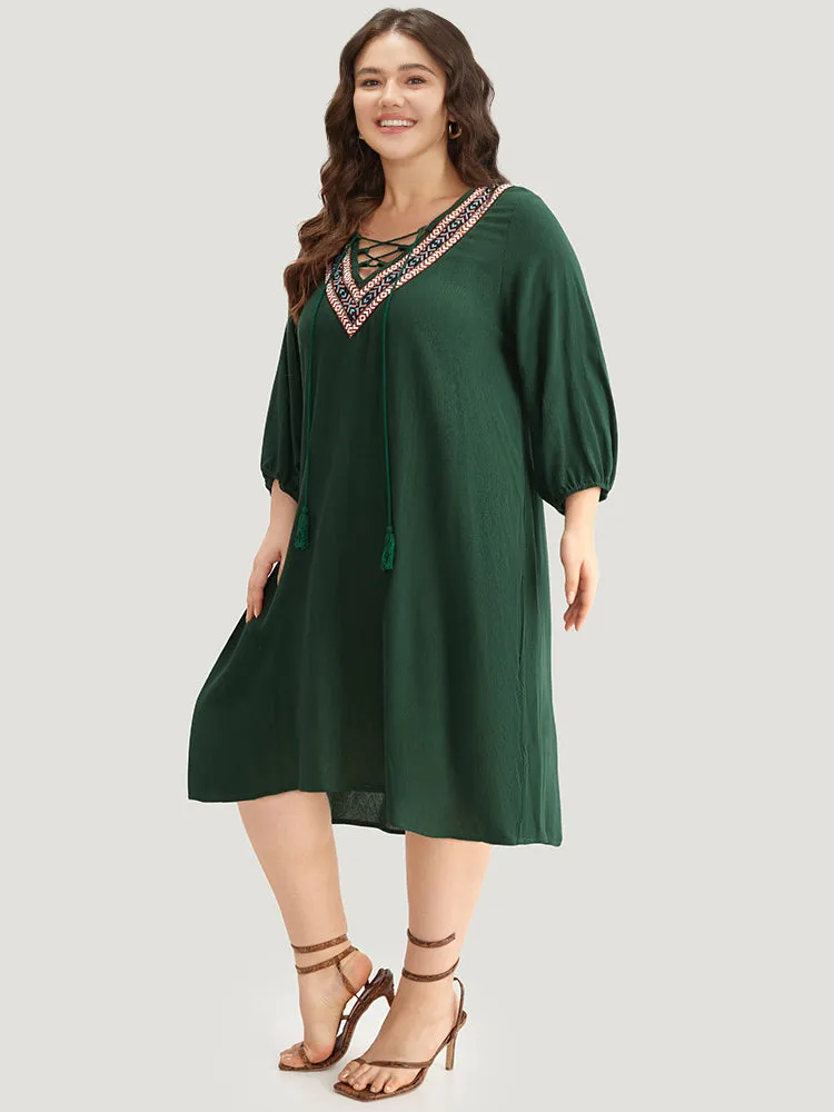 Contrast Webbing Lace Up High Low Hem Dress sold by Bloomchic product image thumbnail 2