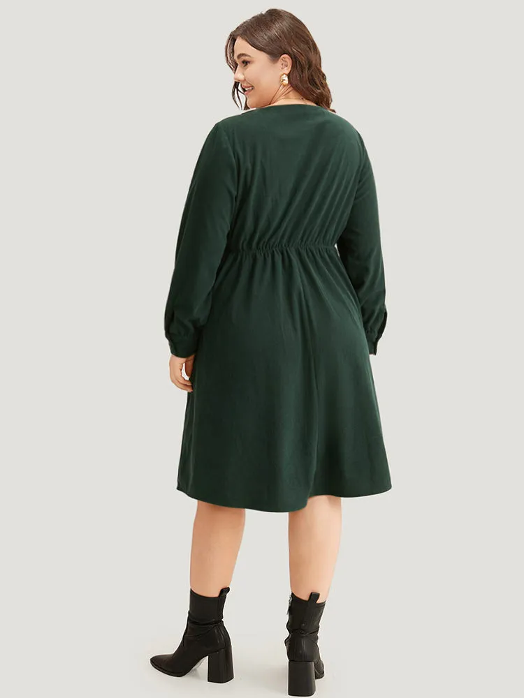 Corduroy Plain Pocket Button Detail Dress sold by Bloomchic product image thumbnail 2