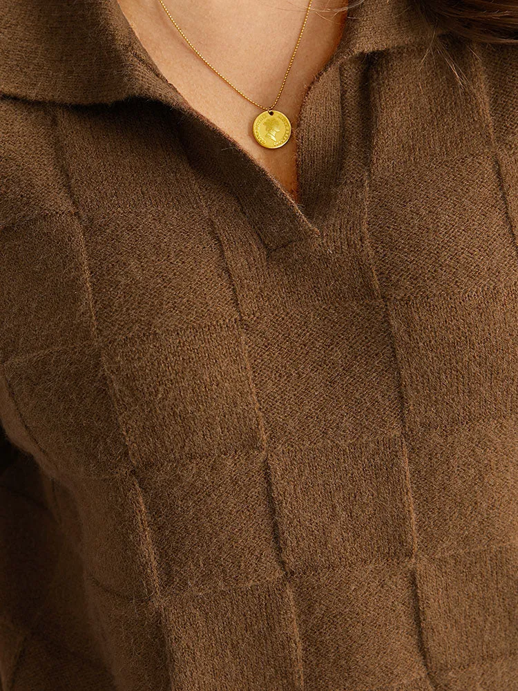 Anti-Pilling Plisse Lapel Collar Pullover sold by Bloomchic product image thumbnail 5