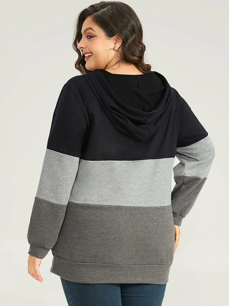 Colorblock Contrast Half Zip Hooded Sweatshirt sold by Bloomchic product image thumbnail 2