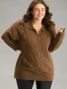 Anti-Pilling Plisse Lapel Collar Pullover sold by Bloomchic