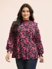 Floral Wrap Collar Ruffle Trim Blouse sold by Bloomchic
