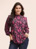 Floral Wrap Collar Ruffle Trim Blouse sold by Bloomchic
