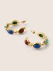 Natural Stones Hoop Earrings sold by Bloomchic