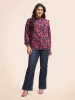 Floral Wrap Collar Ruffle Trim Blouse sold by Bloomchic