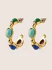 Natural Stones Hoop Earrings sold by Bloomchic