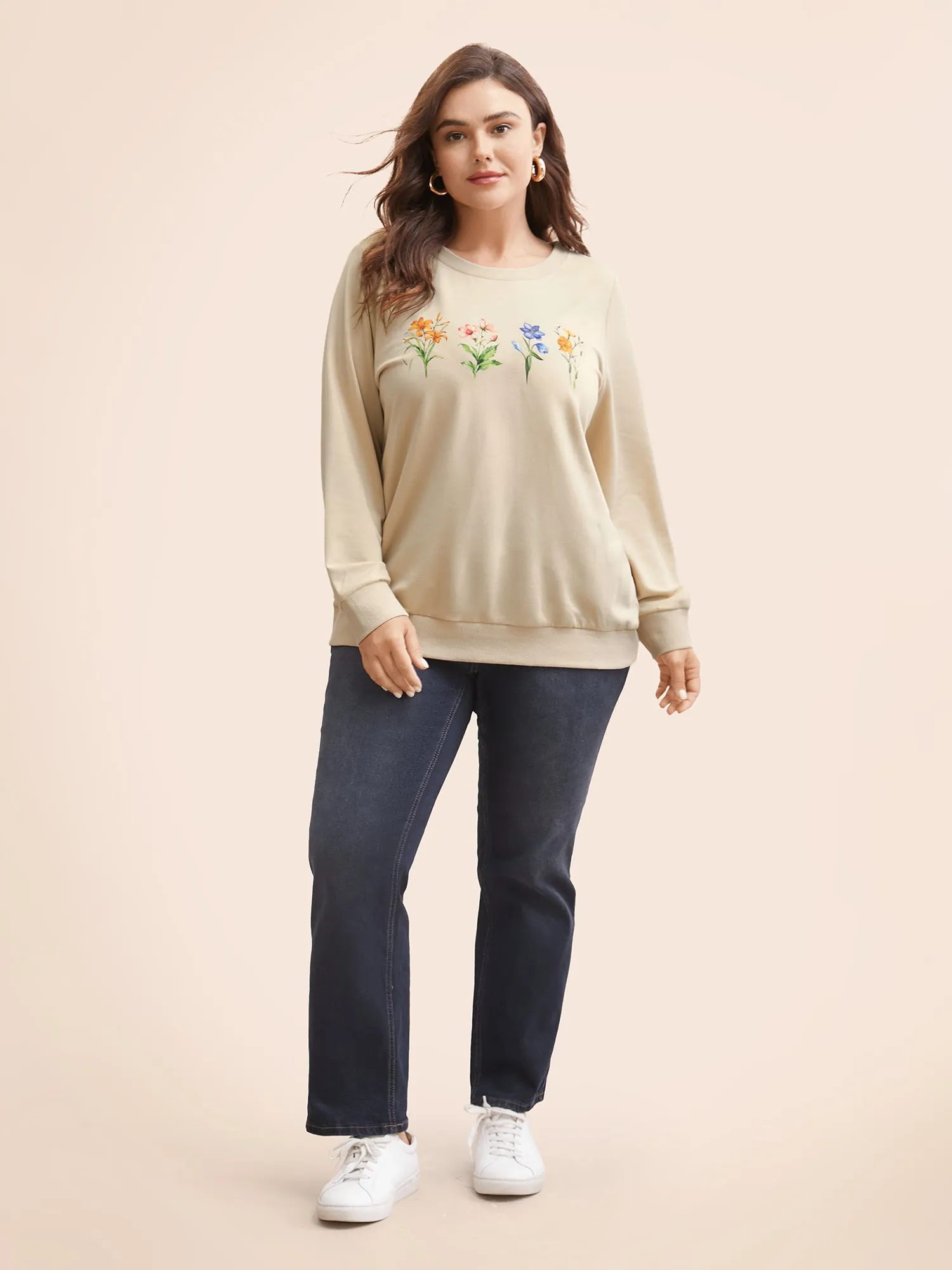 Round Neck Natural Flowers Sweatshirt sold by Bloomchic product image thumbnail 5