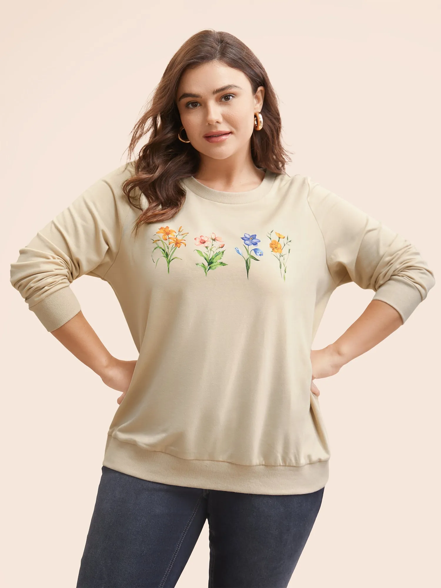 Round Neck Natural Flowers Sweatshirt sold by Bloomchic product image thumbnail 4