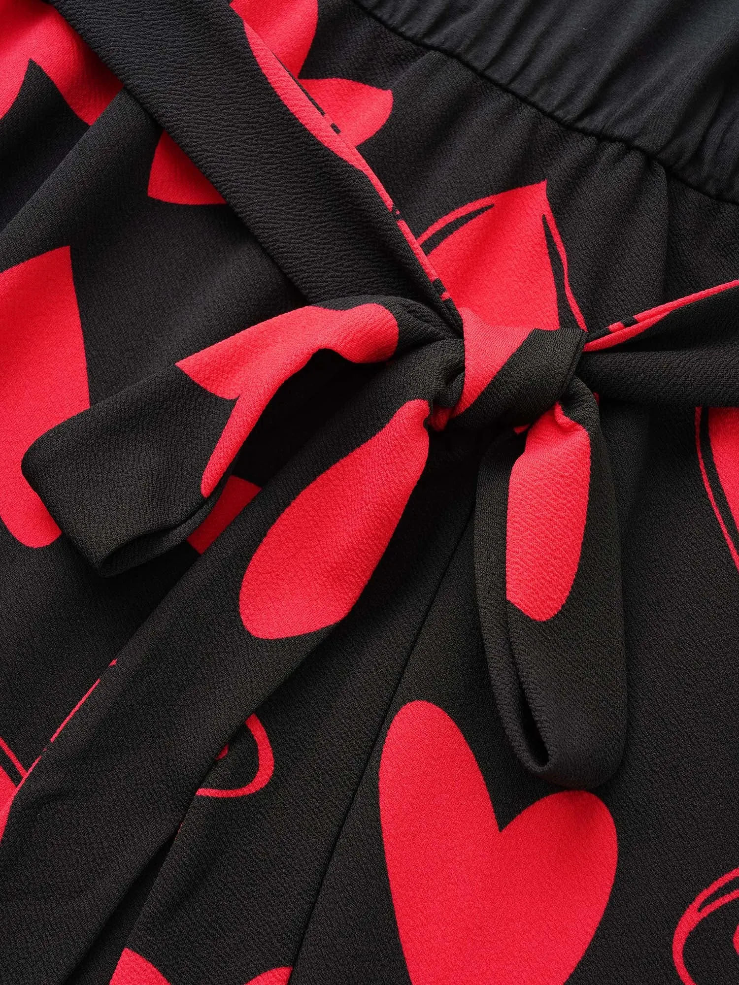 Heart Print Notched Belted Patchwork Dress sold by Bloomchic product image thumbnail 5