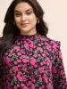 Floral Wrap Collar Ruffle Trim Blouse sold by Bloomchic