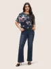 Floral Print Crew Neck Cuffed Sleeve T-shirt sold by Bloomchic