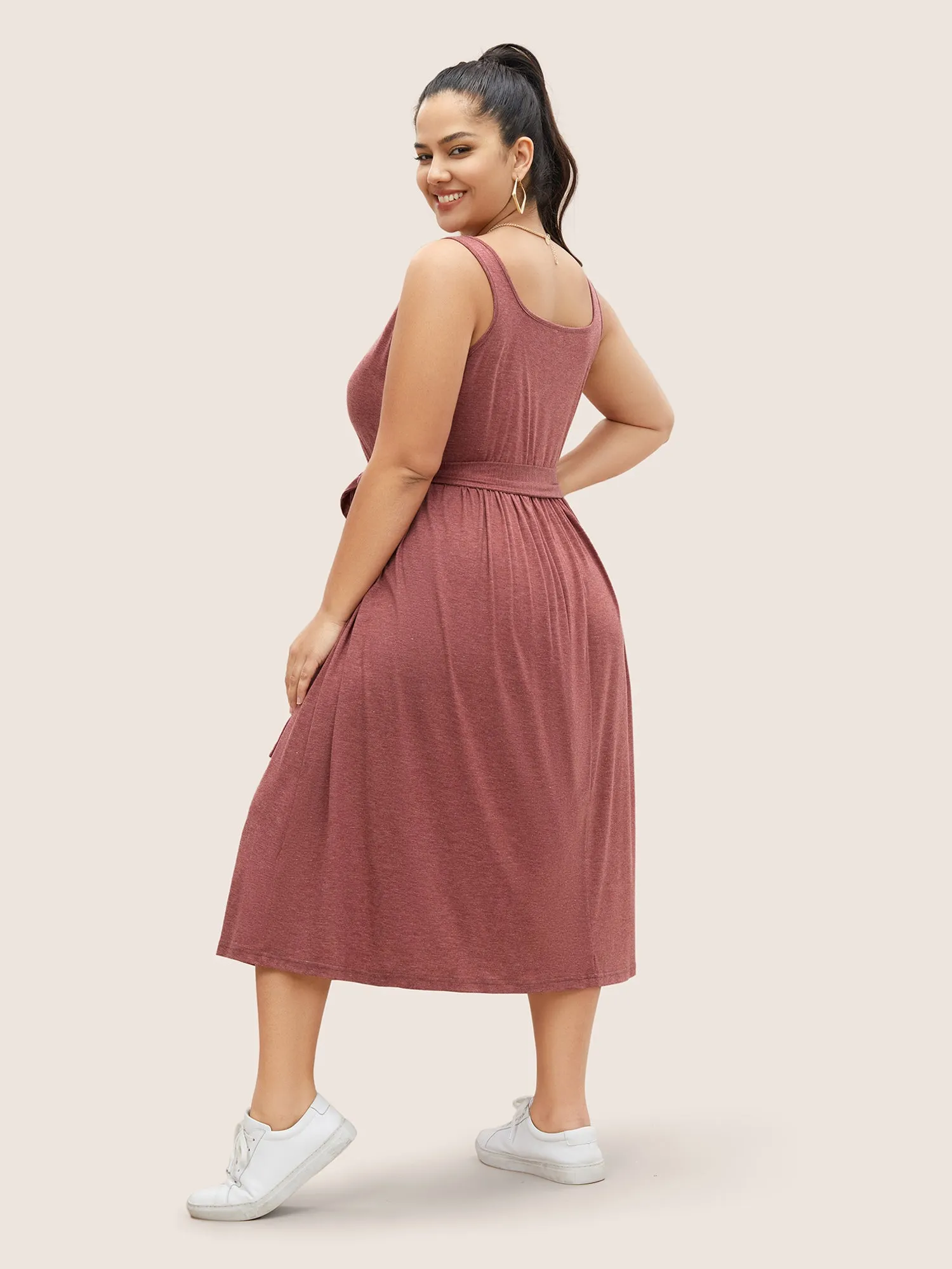 Supersoft Essentials Button Detail Belted Gathered Dress sold by Bloomchic product image thumbnail 4