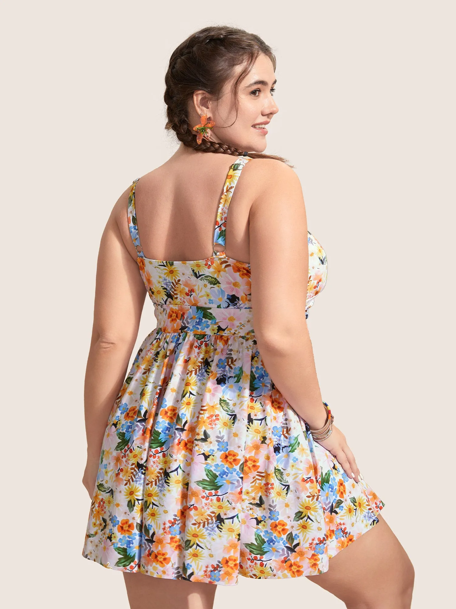 V Neck Floral Print Gathered Swim Dress sold by Bloomchic product image thumbnail 2