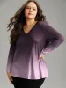 Ombre V Neck Slightly Stretchy T-shirt sold by Bloomchic