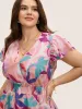 Colored Floral Overlap Collar Shirred Blouse sold by Bloomchic