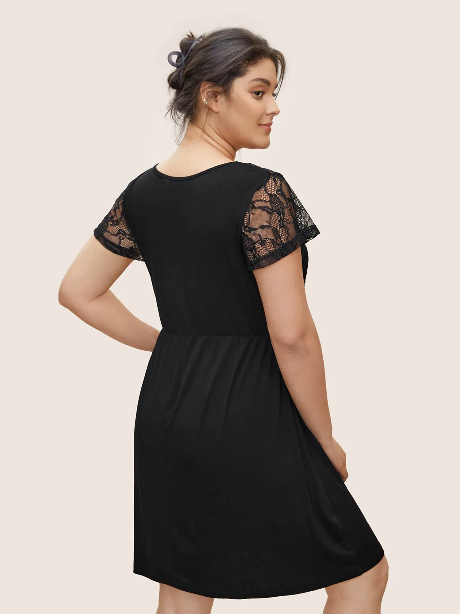 Crochet Lace Mesh Ruffle Sleeve Sleep Dress sold by Bloomchic product image thumbnail 4