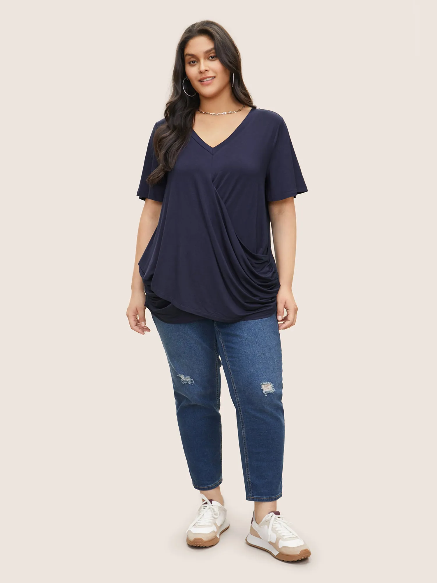 Supersoft Essentials Solid Wrap Hem T-shirt sold by Bloomchic product image thumbnail 3
